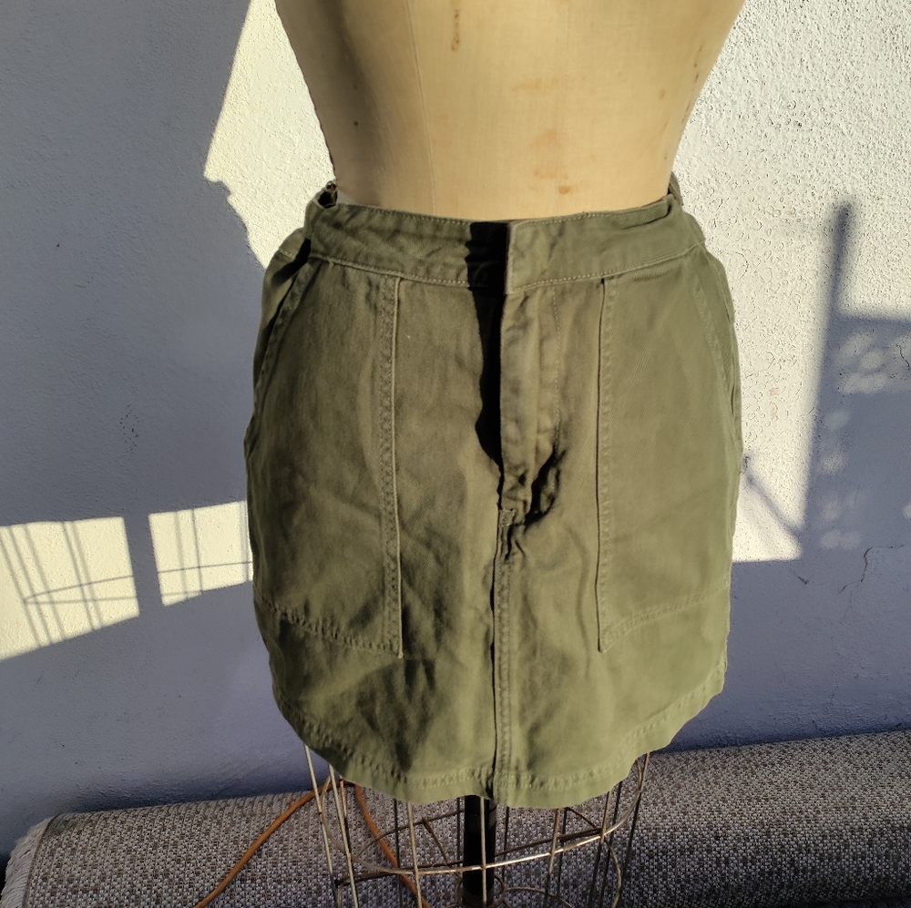 Olive Adjustable Waist Denim Mini Skirt 28